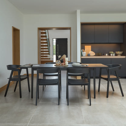 Paul Black Oak Extending Dining Table Set - 6 Seater - Ella Black Oak Carver Chairs- Laura James