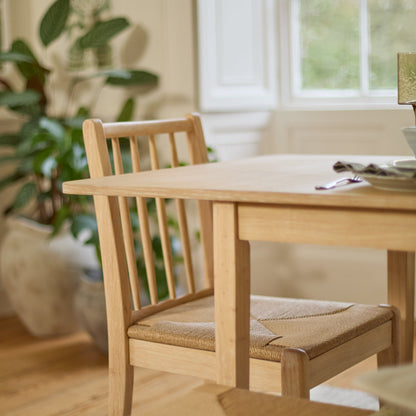 Paul 160-220cm Whitewash Oak Extending Dining Table Set - 6 Seater - 2 Tilly Wood String Dining Chair with 2 Tilly Wood String Dining Bench - Laura James 
