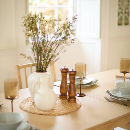 Paul 160-220cm Whitewash Oak Extending Dining Table Set - 6 Seater - Tilly Wood String Dining Bench - Laura James