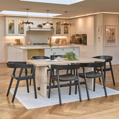 Priya 6 Seater Dining Table with Ella Black Armchairs - Laura James 