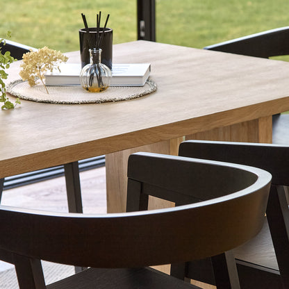 Priya 6 Seater Dining Table with Ella Black Armchairs - Laura James 