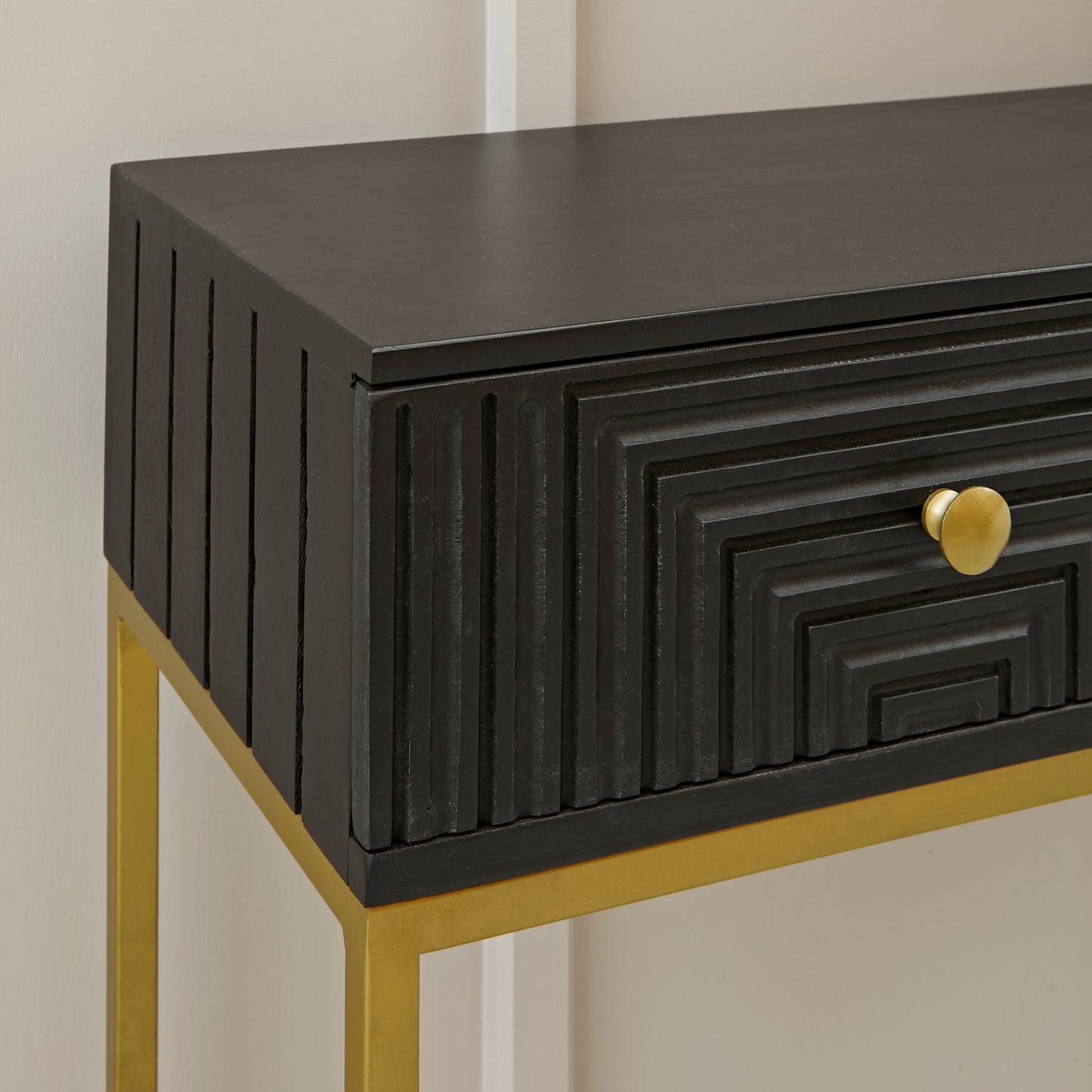 Rayna 2 Drawer Console Table - Jet Black - Laura James
