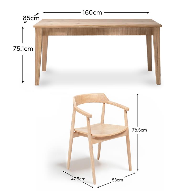 Raleigh Whitewash Dining Table Set - 6 Seater - Carter Whitewash Oak Dining Armchairs - Laura James
