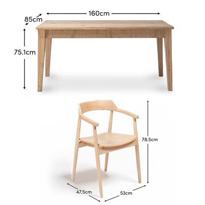 Raleigh Whitewash Dining Table Set - 6 Seater - Carter Whitewash Oak Dining Armchairs - Laura James