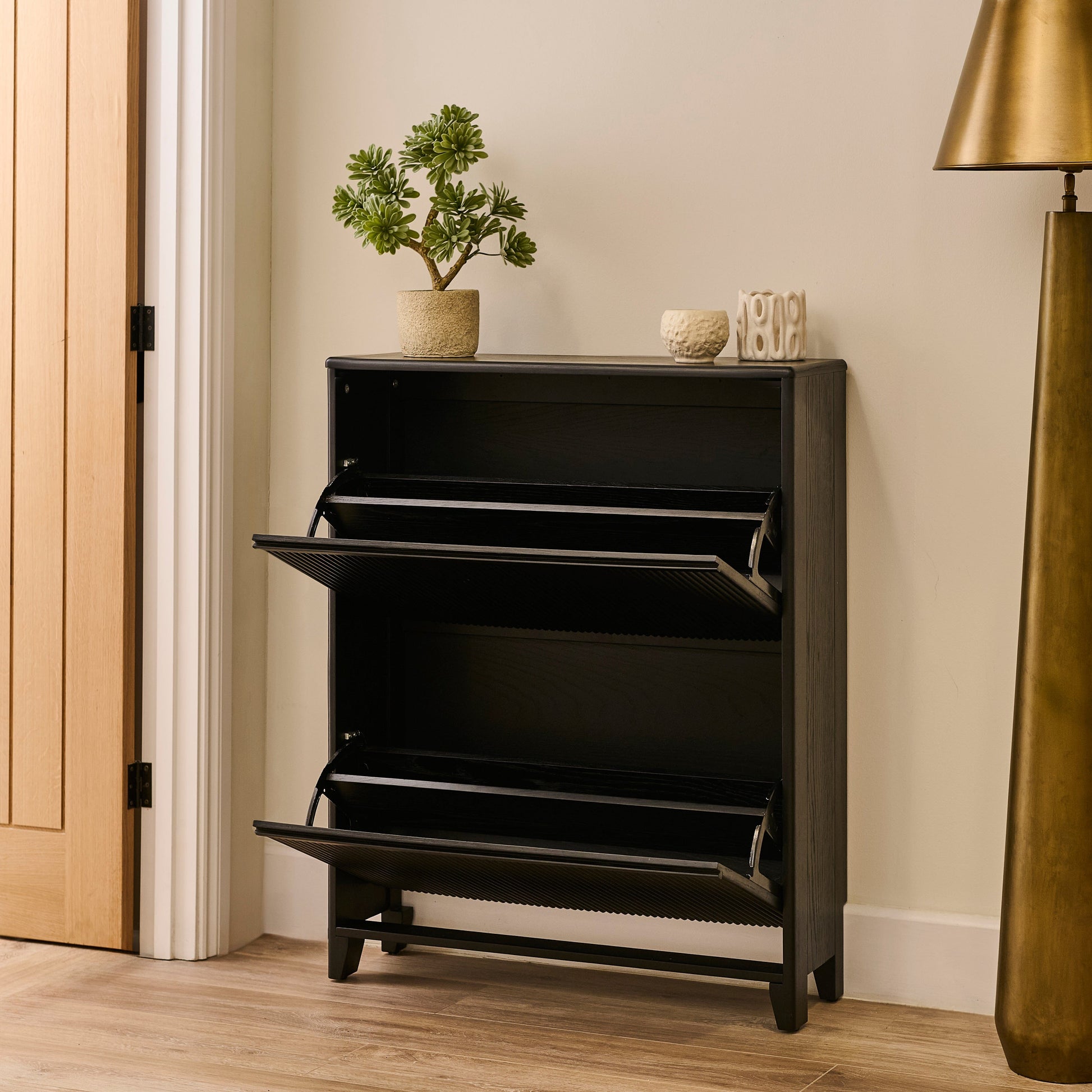 Raleigh 2 Door Shoe Cabinet - Black - Laura James 