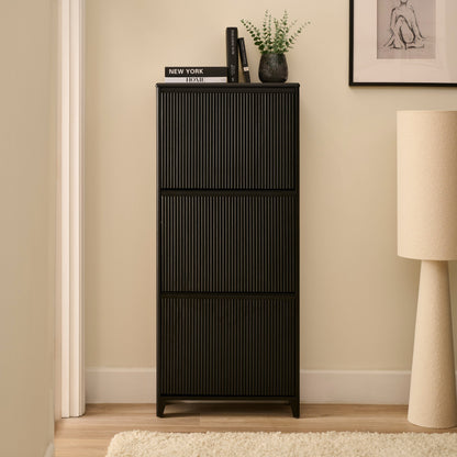 Raleigh 3 Door Shoe Cabinet - Black - Laura James 