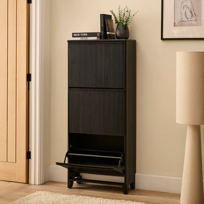 Raleigh 3 Door Shoe Cabinet - Black - Laura James 