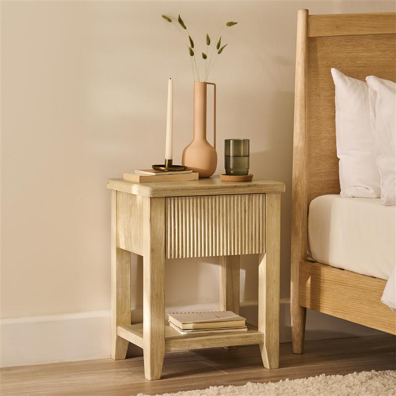 Raleigh 1 Drawer Bedside Table - Whitewash - Laura James 