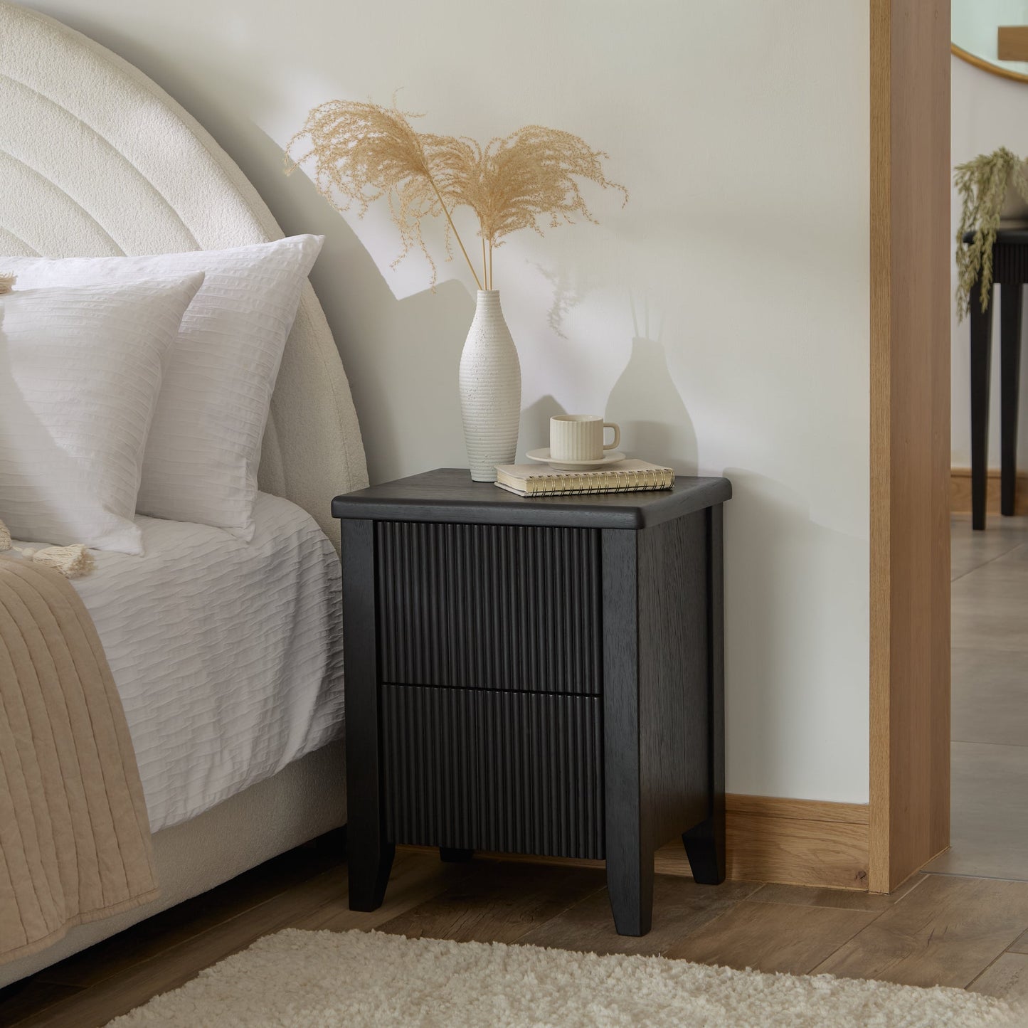 Raleigh Black Oak 2 Drawer Bedside Table - Laura James