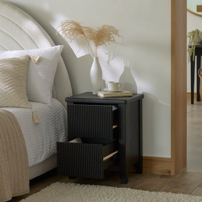 Raleigh Black Oak 2 Drawer Bedside Table - Laura James