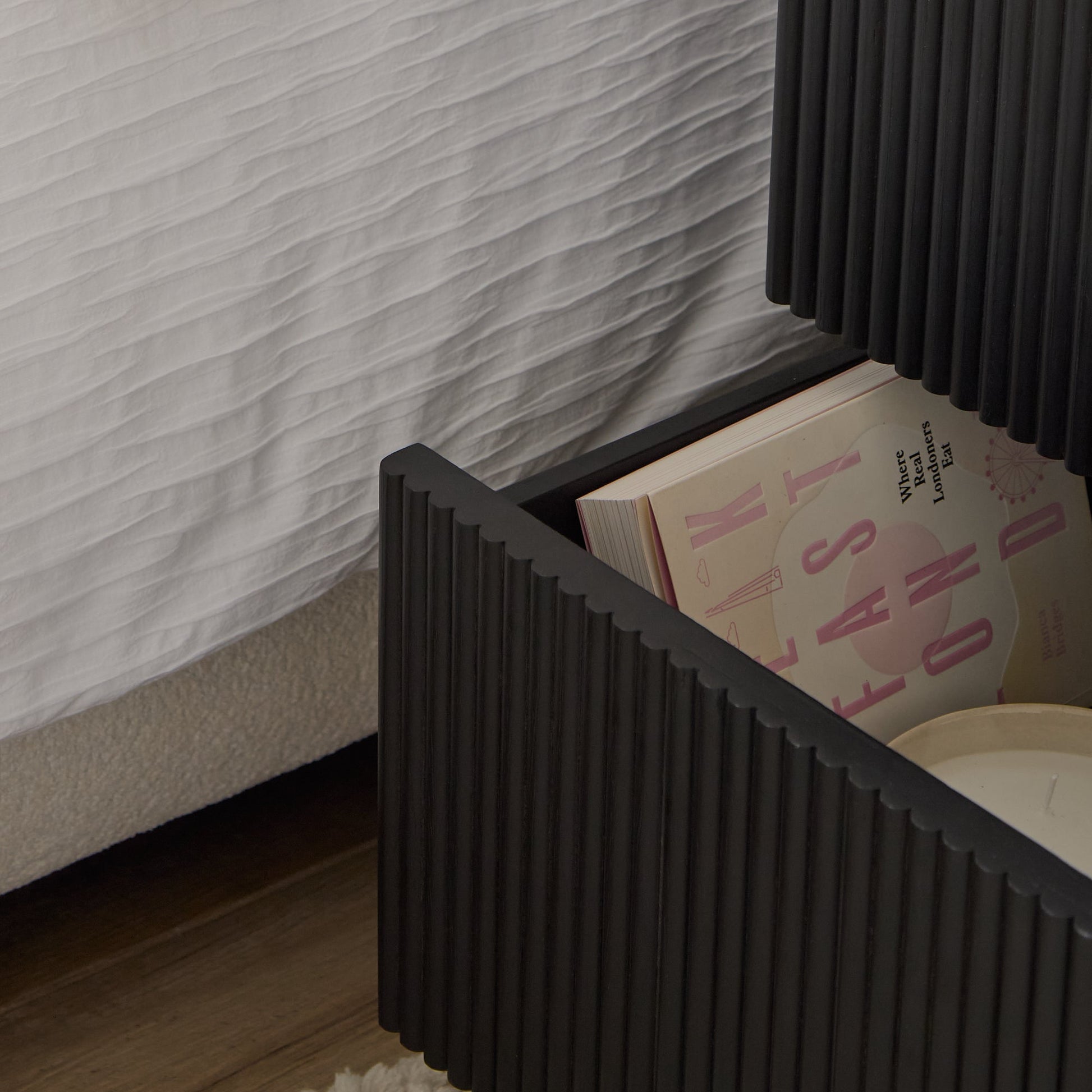 Raleigh Black Oak 2 Drawer Bedside Table - Laura James