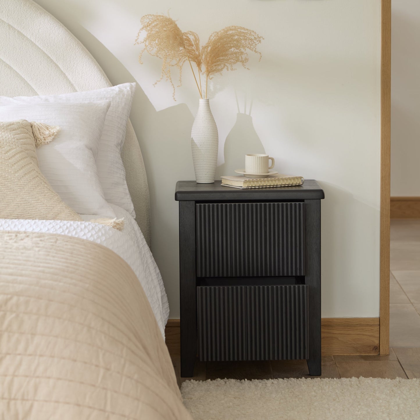 Raleigh Black Oak 2 Drawer Bedside Table - Laura James