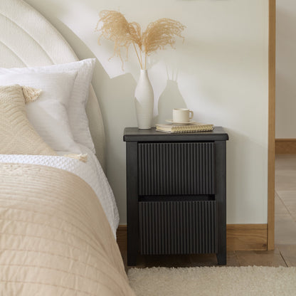 Raleigh Black Oak 2 Drawer Bedside Table - Laura James