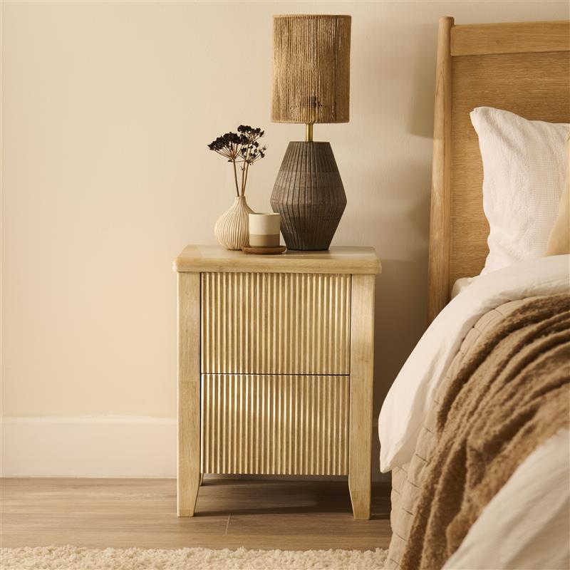 Raleigh 2 Drawer Bedside Table - Whitewash - Laura James 