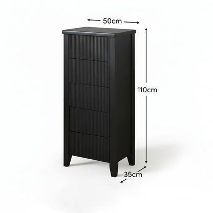 Raleigh 5 Drawer Tallboy - Black Oak - Laura James