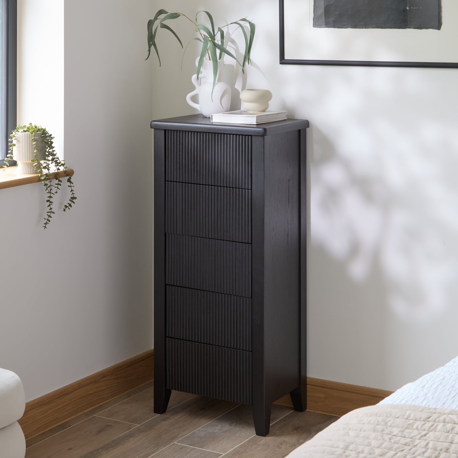 tallboy dresser black Suki 5 Drawer Tall Boy Dresser - Burnished Black