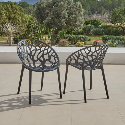 Raquel Black Plastic Garden Chairs - Set of 2