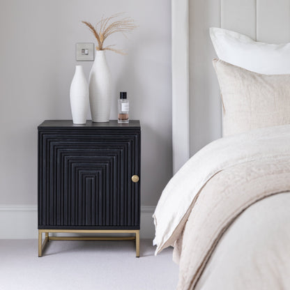 Rayna Bedside Table - Jet Black - Laura James