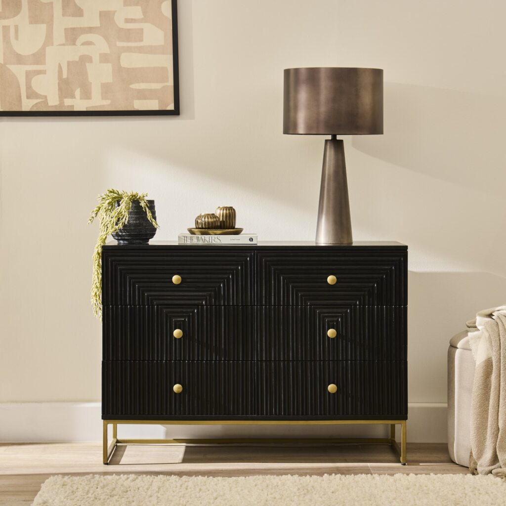 Rayna 6 Drawer Chest of Drawers - Jet Black - Laura James 