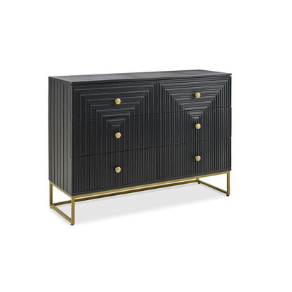 Rayna 6 Drawer Chest of Drawers - Jet Black - Laura James 