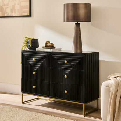 Rayna 6 Drawer Chest of Drawers - Jet Black - Laura James 