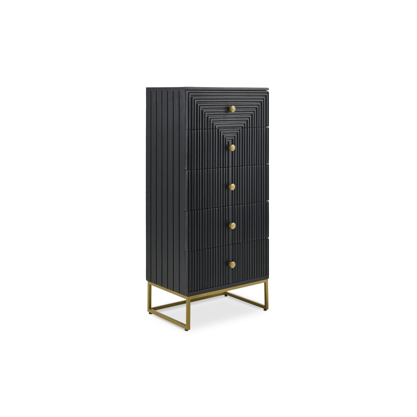 Rayna 5 Drawer Tallboy - Jet Black - Laura James
