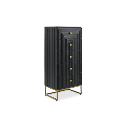 Rayna 5 Drawer Tallboy - Jet Black - Laura James