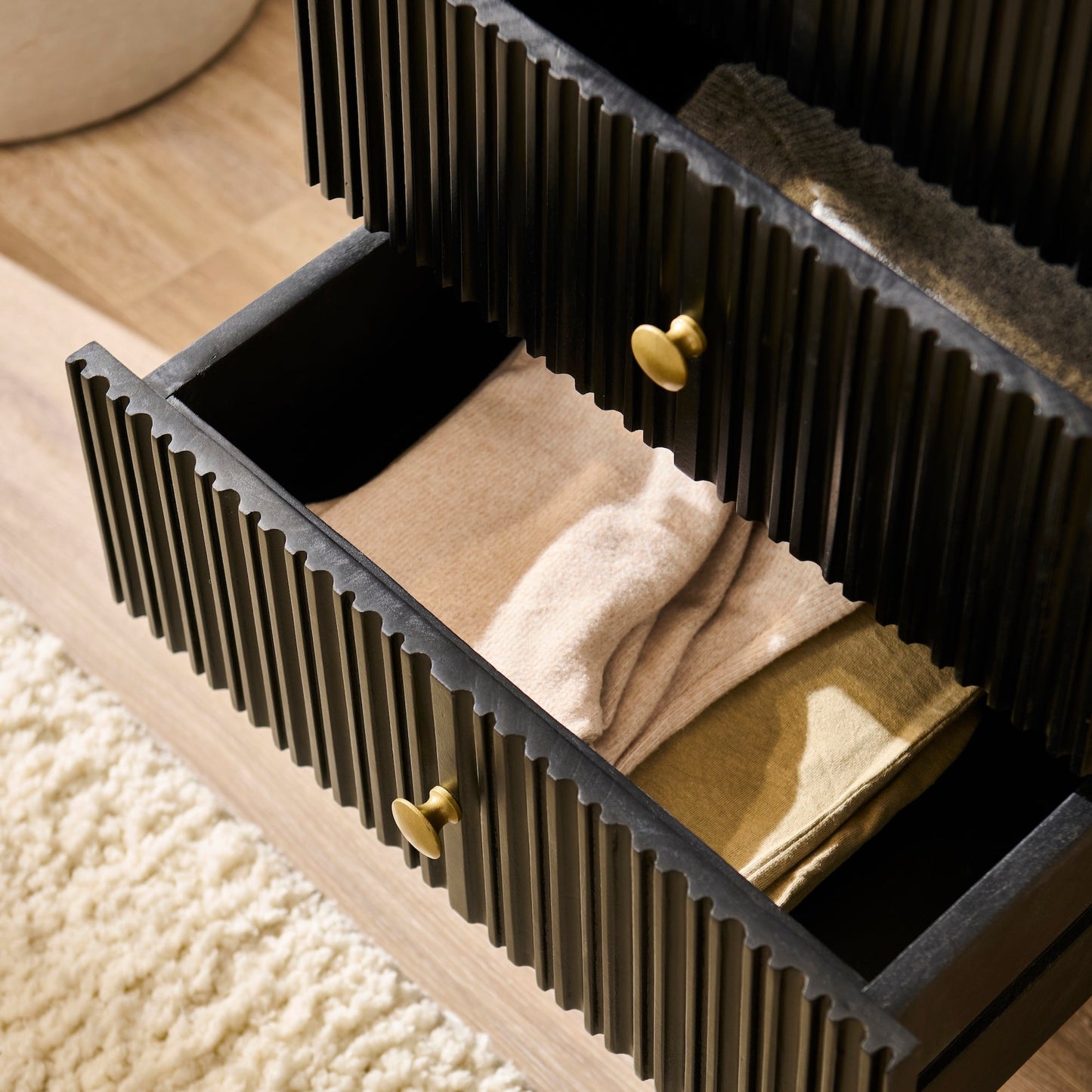 Rayna 5 Drawer Tallboy - Jet Black - Laura James