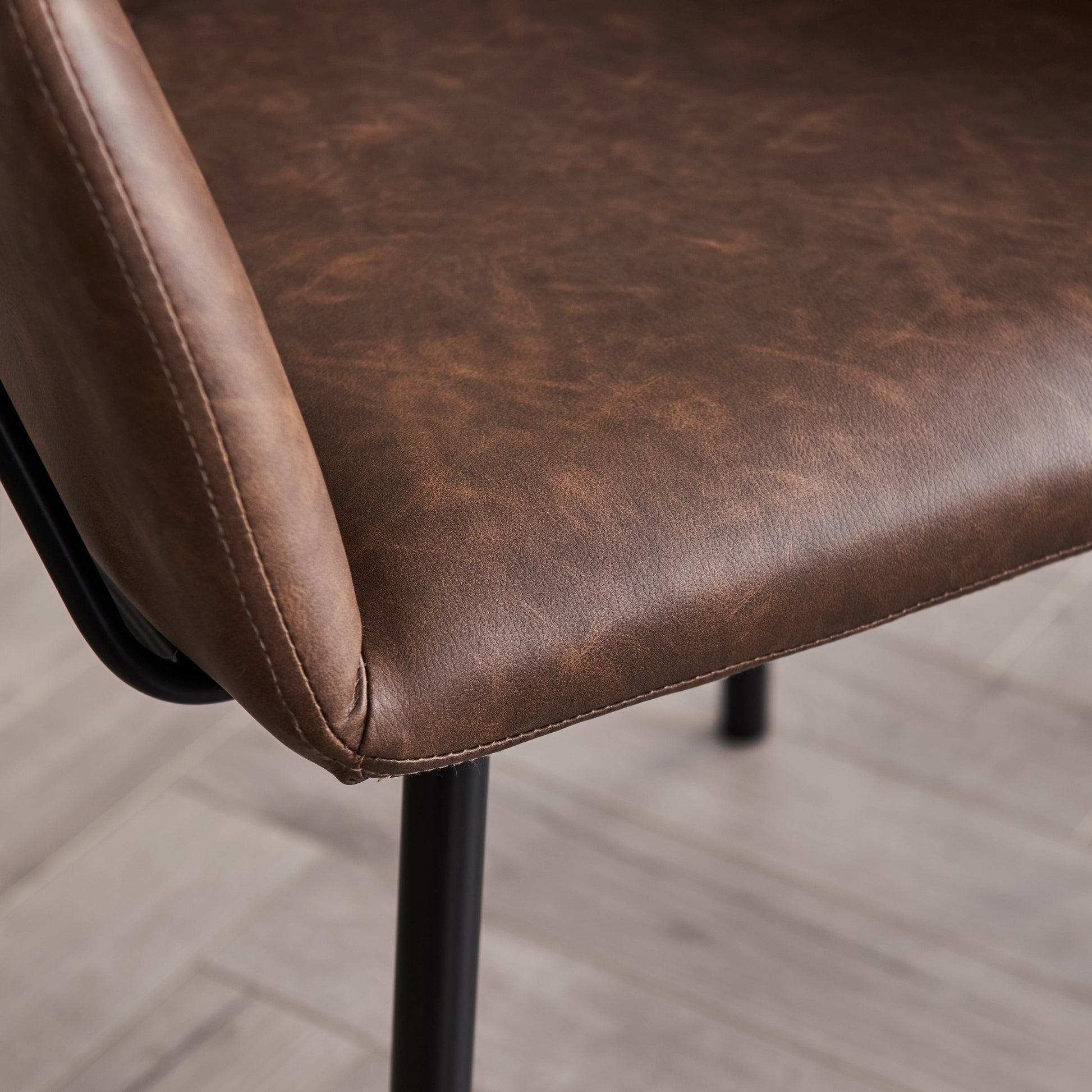 Reagan Leather Carver Chairs - Set of 2 - Saddle Brown - Laura James 