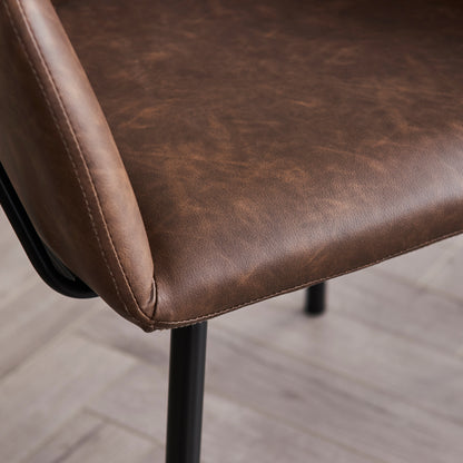 Reagan Leather Carver Chairs - Set of 2 - Saddle Brown - Laura James 