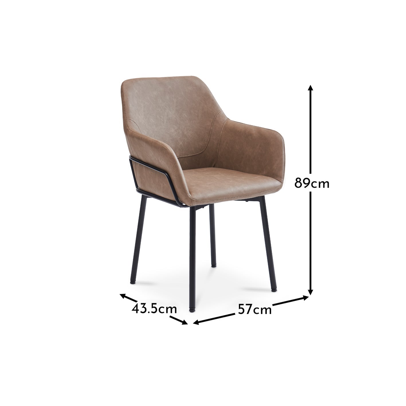 Reagan Vegan Leather Carver Chairs  - Set of 2 - Almond Brown - Laura James 