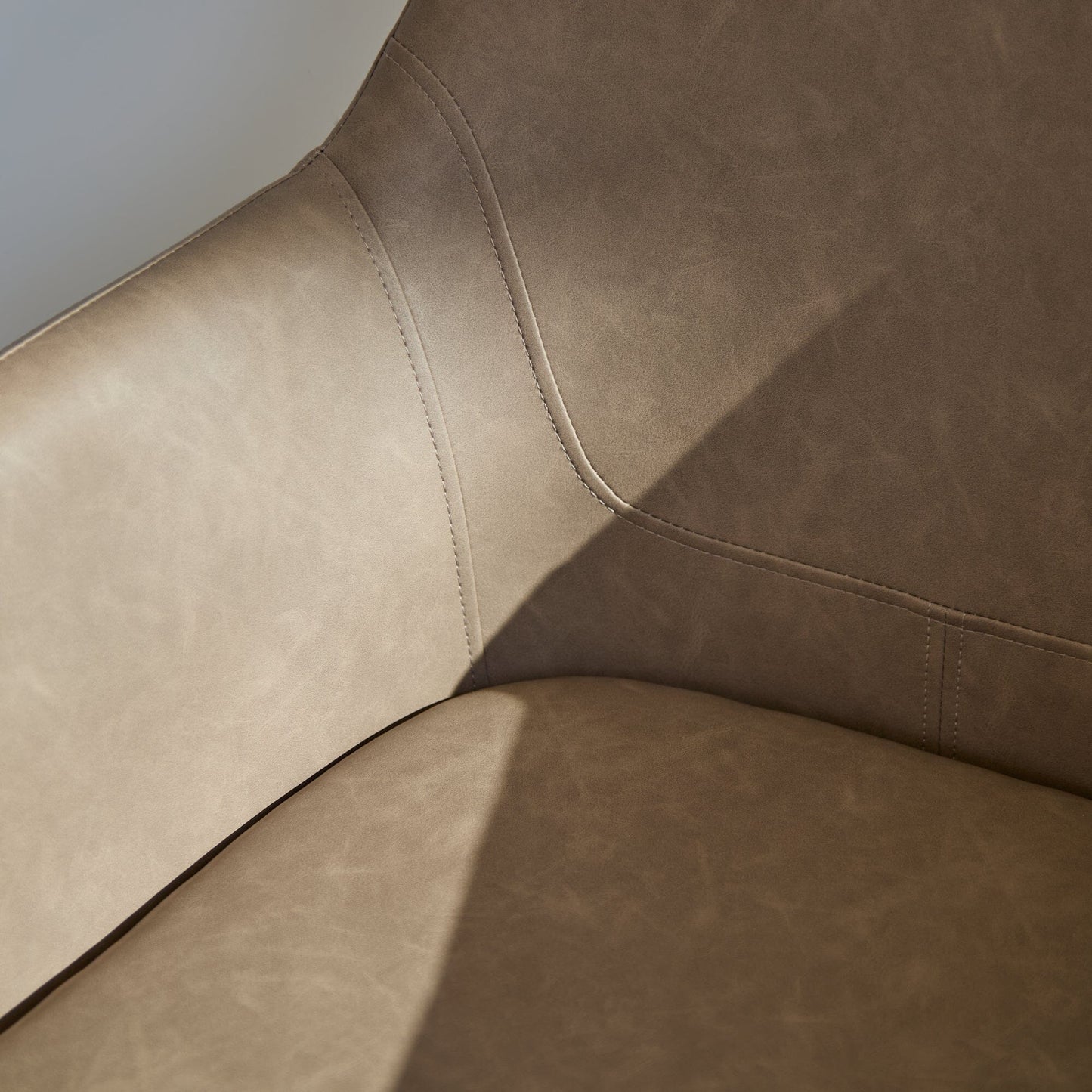 Reagan Vegan Leather Carver Chairs  - Set of 2 - Almond Brown - Laura James