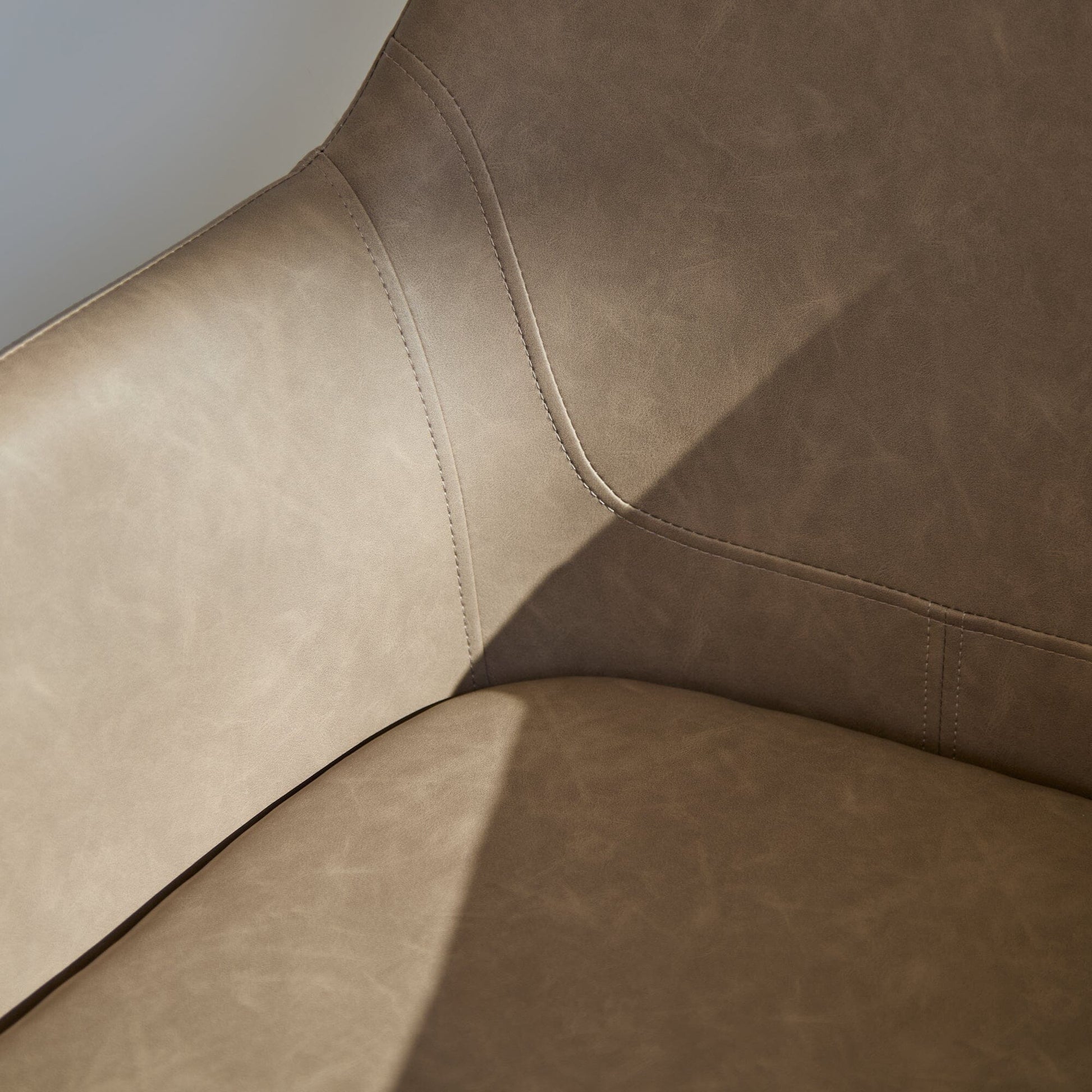 Reagan Vegan Leather Carver Chairs  - Set of 2 - Almond Brown - Laura James