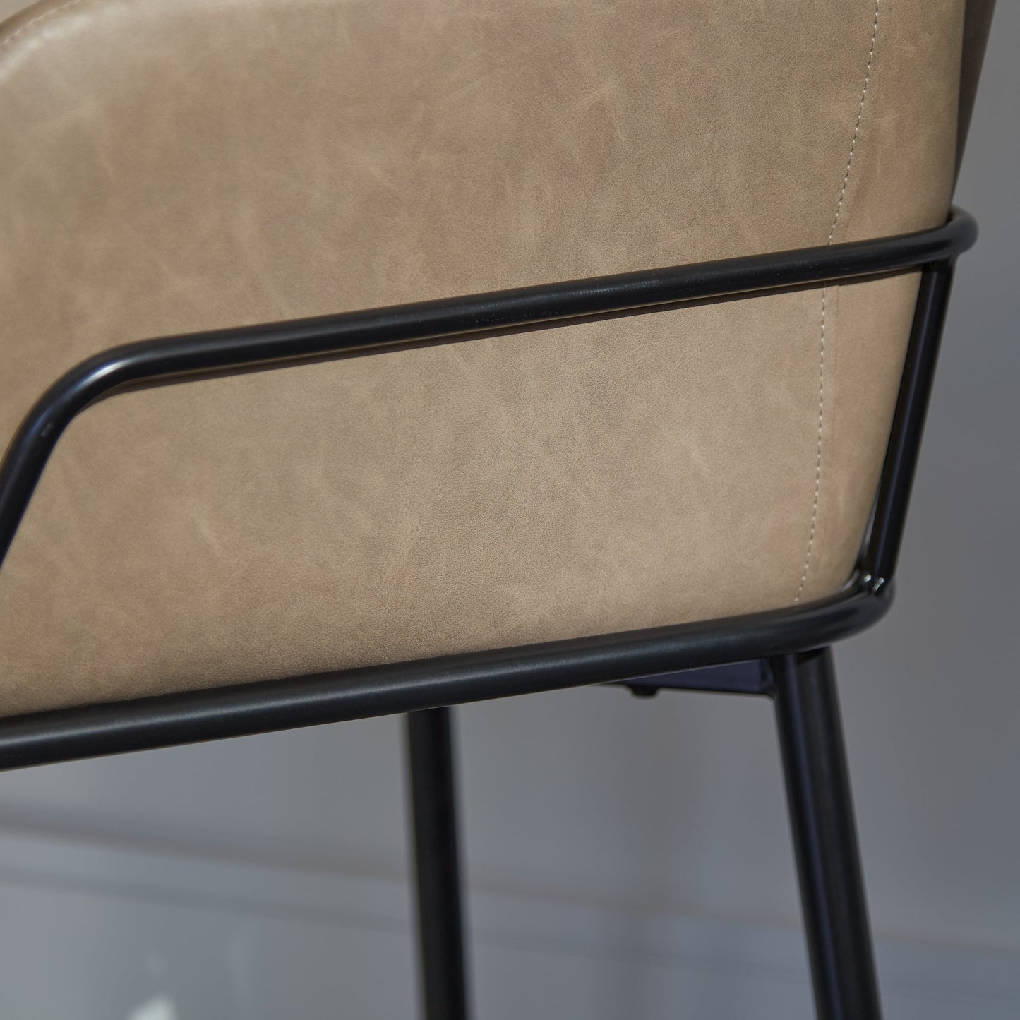 Reagan Vegan Leather Carver Chairs  - Set of 2 - Almond Brown - Laura James