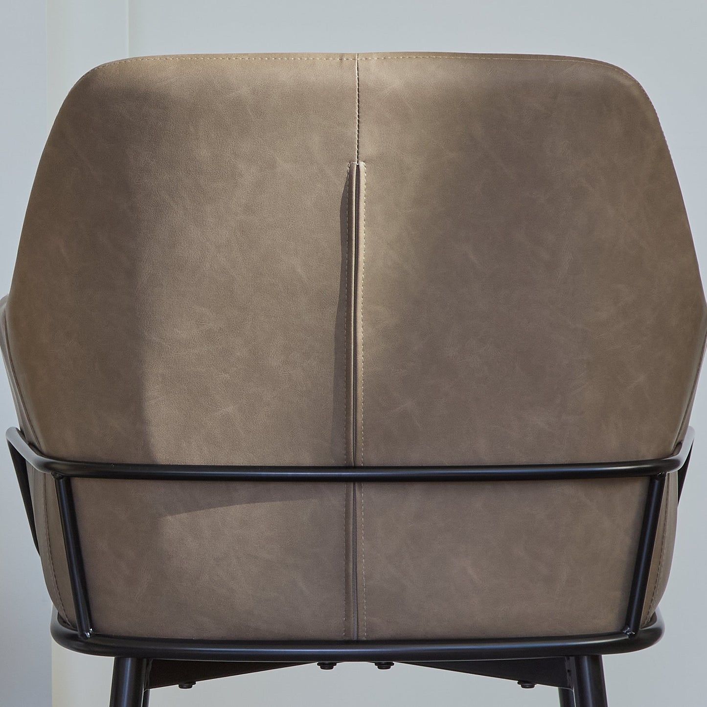 Reagan Vegan Leather Carver Chairs  - Set of 2 - Almond Brown - Laura James