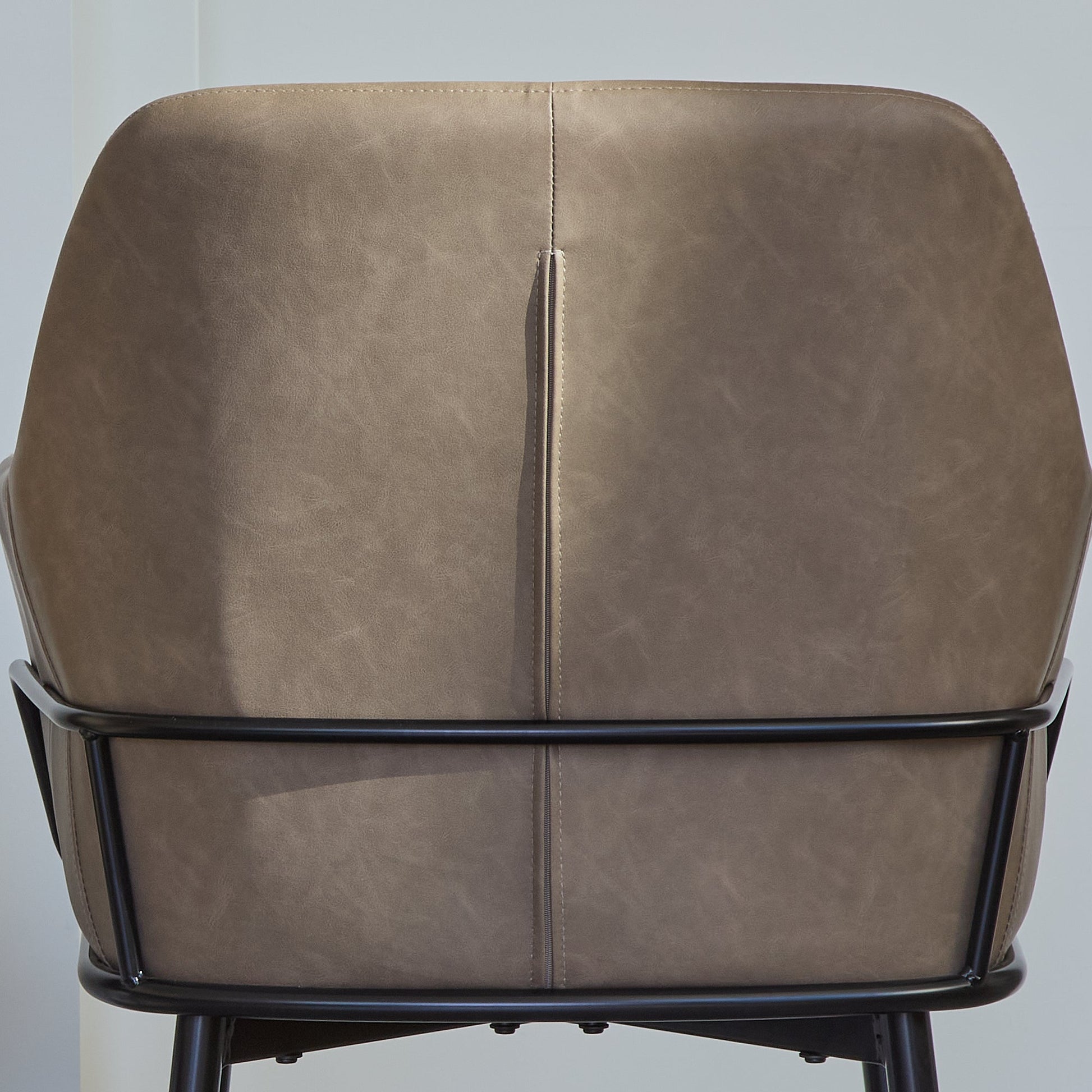 Reagan Vegan Leather Carver Chairs  - Set of 2 - Almond Brown - Laura James