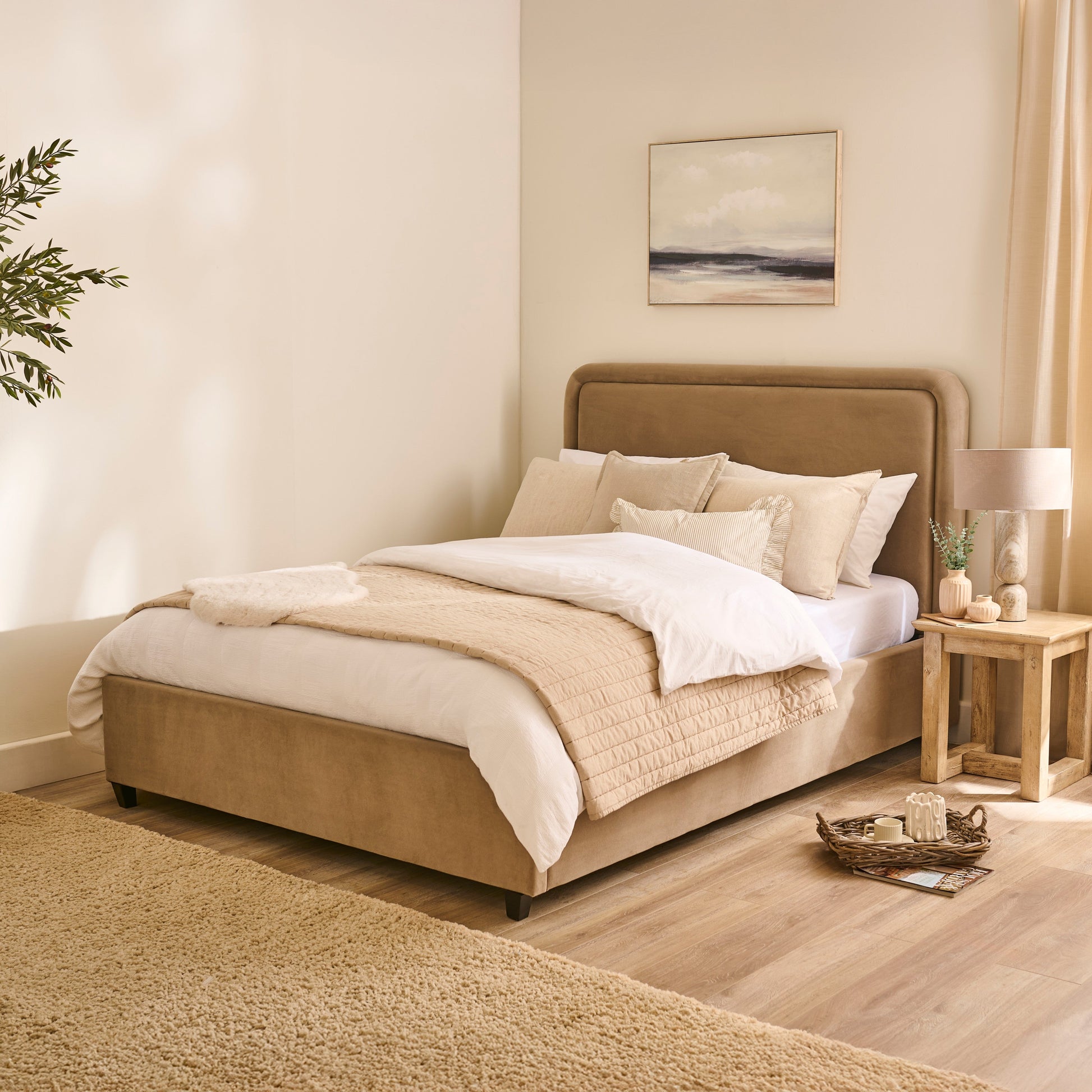 Robyn King Ottoman Bed - Driftwood - Laura James 