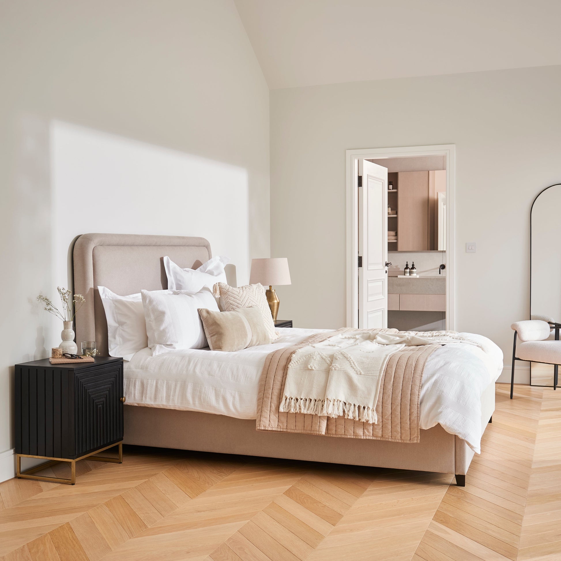 Robyn Double Ottoman Bed - Soft Beige - Laura James 