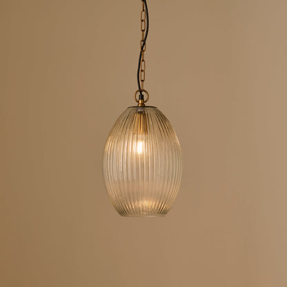 Rosehill 31cm Glass Pendant Light - Clear & Gold - Laura James