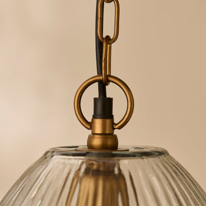 Rosehill 31cm Glass Pendant Light - Clear & Gold - Laura James
