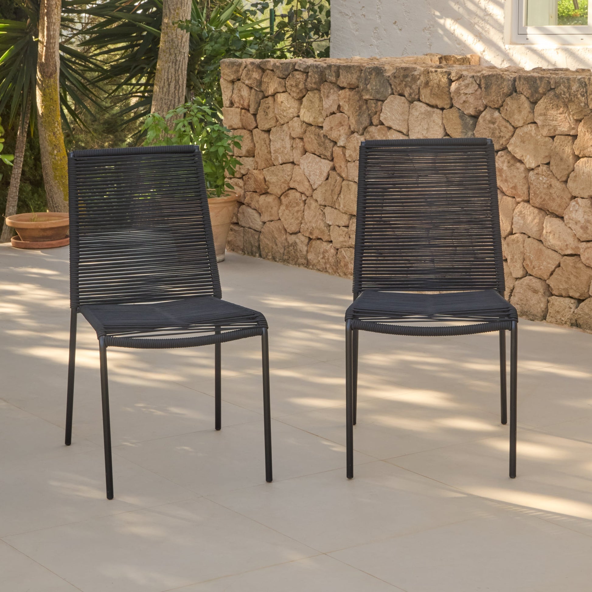 Ryder Black Rope Garden Chairs - Set of 2 - Laura James