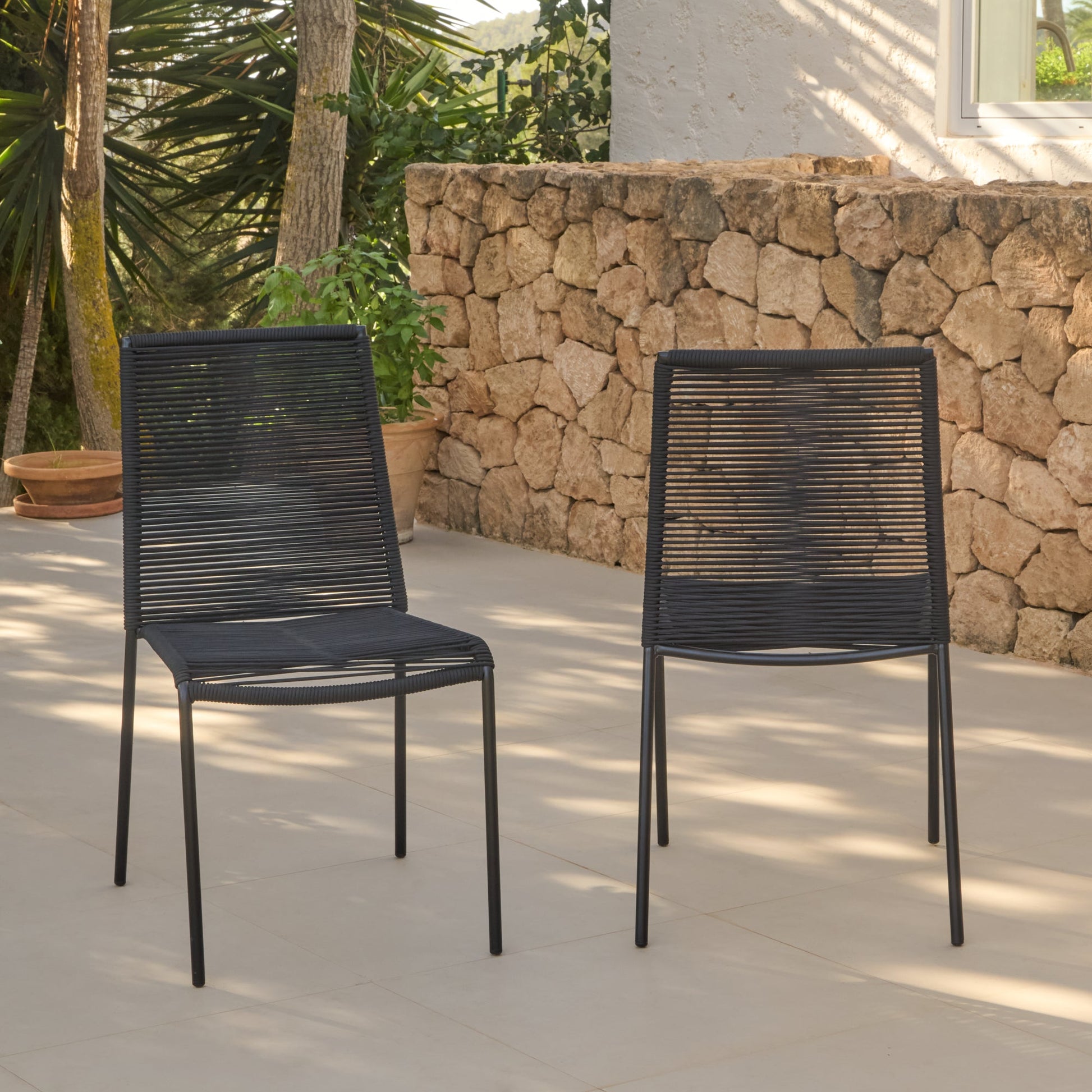 Ryder Black Rope Garden Chairs - Set of 2 - Laura James