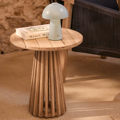 Shiro Wooden Garden Set with 3 Seater Sofa - 2 Shiro Navy Armchairs - Willow Coffee & Side Table