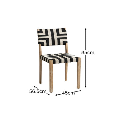 Saffron Brushed Light Acacia Garden Chair - Set of 2 - Beige/Black - Dims