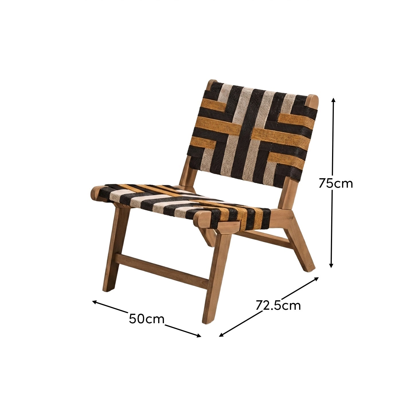 Saffron White Acacia Occasional Chair - Beige/Black/Yellow Rope - Laura James