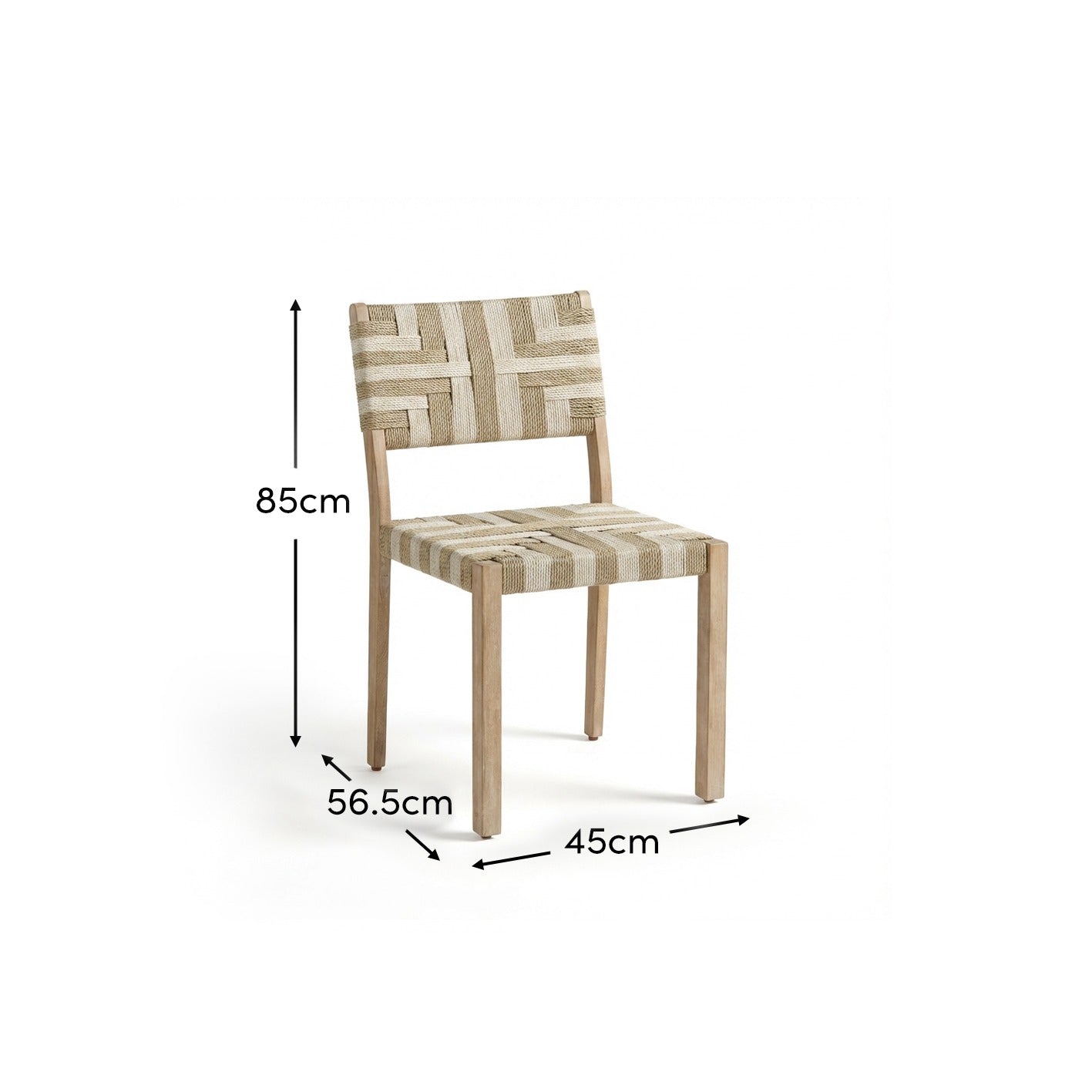 Saffron Brushed Light Acacia Garden Chair - Set of 2 - Beige/Natural Rope