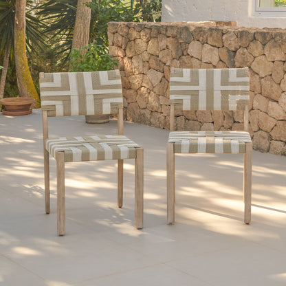 Saffron Brushed Light Acacia Garden Chair - Set of 2 - Beige/Natural Rope