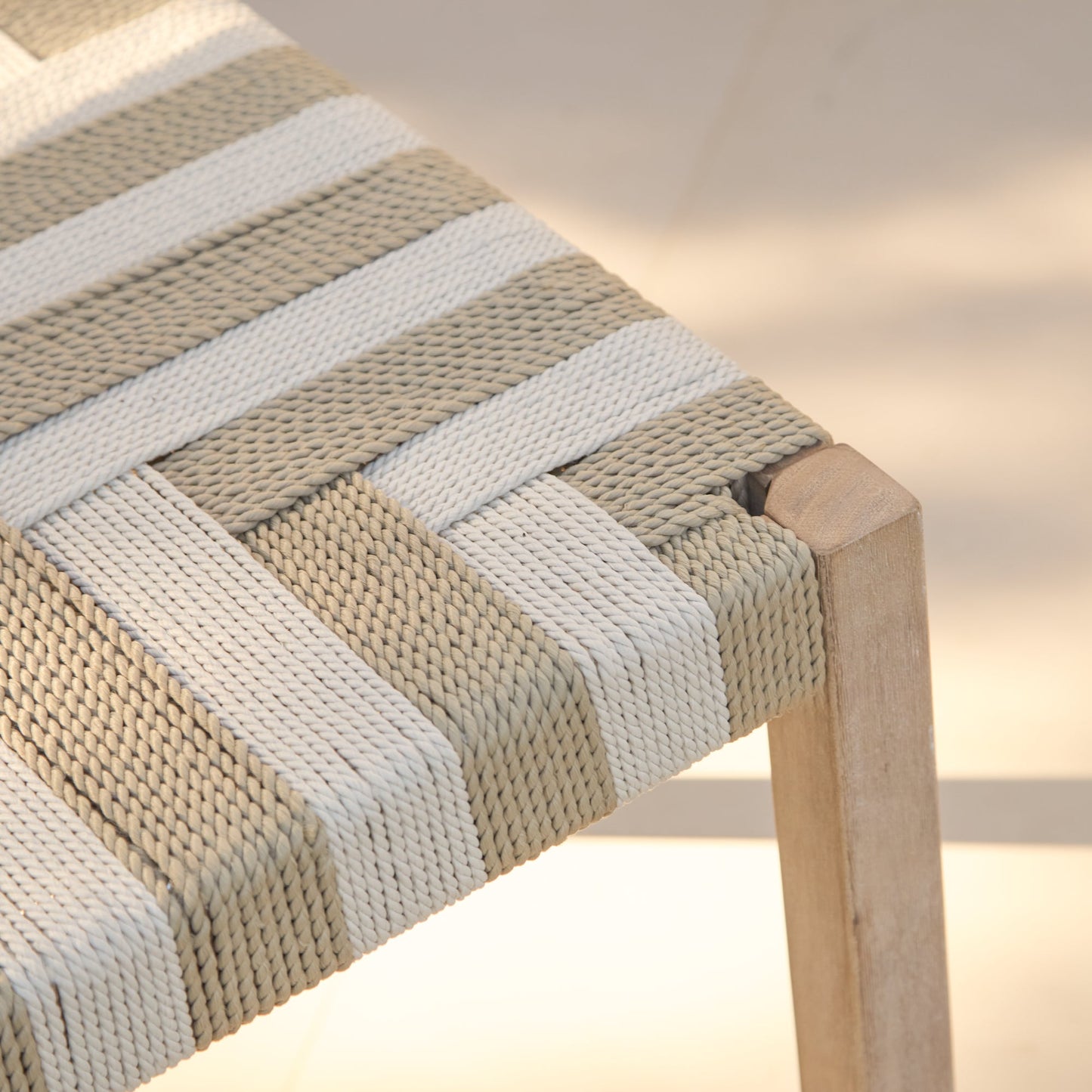 Saffron Brushed Light Acacia Garden Chair - Set of 2 - Beige/Natural Rope