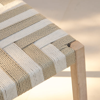Saffron Brushed Light Acacia Garden Chair - Set of 2 - Beige/Natural Rope