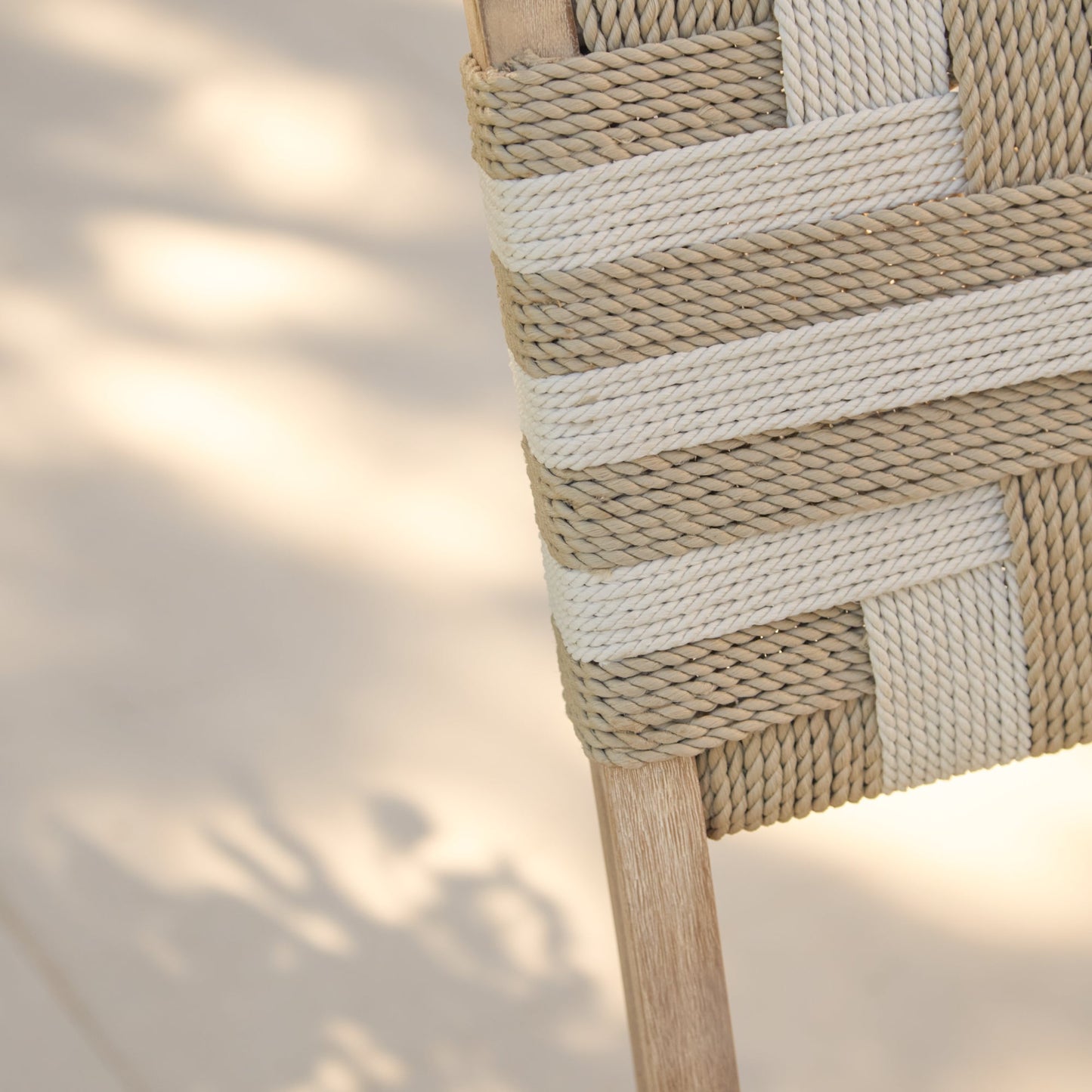 Saffron Brushed Light Acacia Garden Chair - Set of 2 - Beige/Natural Rope